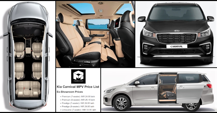Kia Carnival Premium MPV Variant-Wise Price List in India