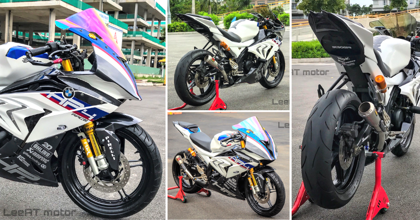 Yamaha R15 V2 Modified to Look Like a BMW HP4 Race