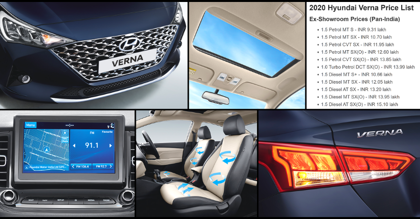 2020 Hyundai Verna Sedan Price List