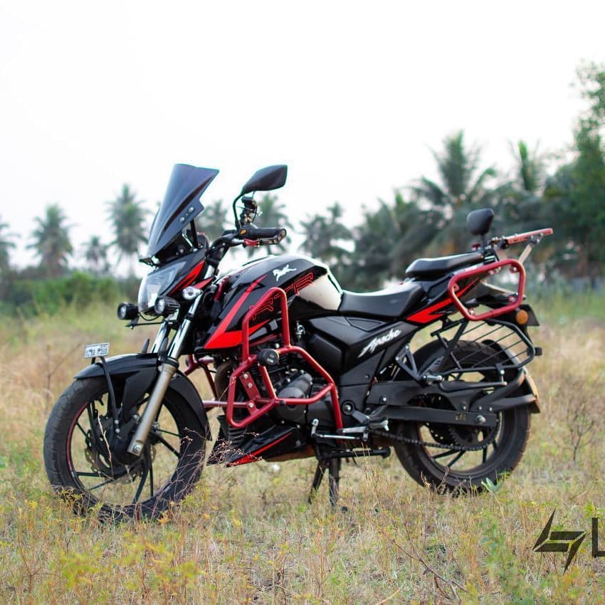This TVS Apache RTR 200 is Equipped with Must-Have Touring Accessories - foreground