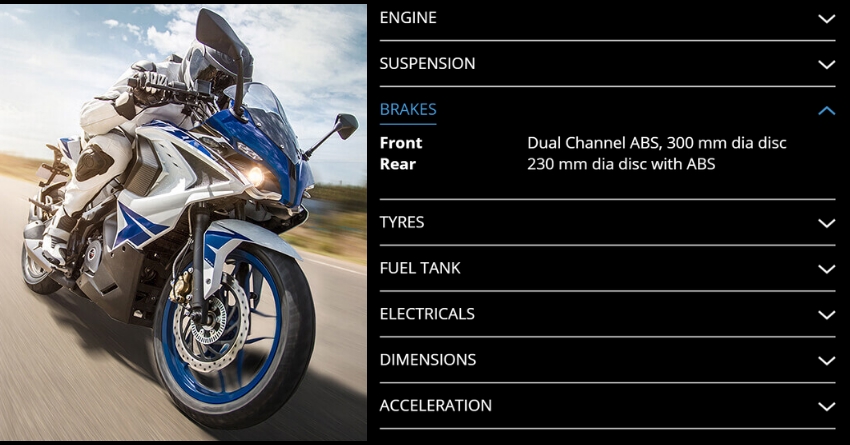 2020 Bajaj Pulsar RS200 Twin ABS Listed on the Official Website