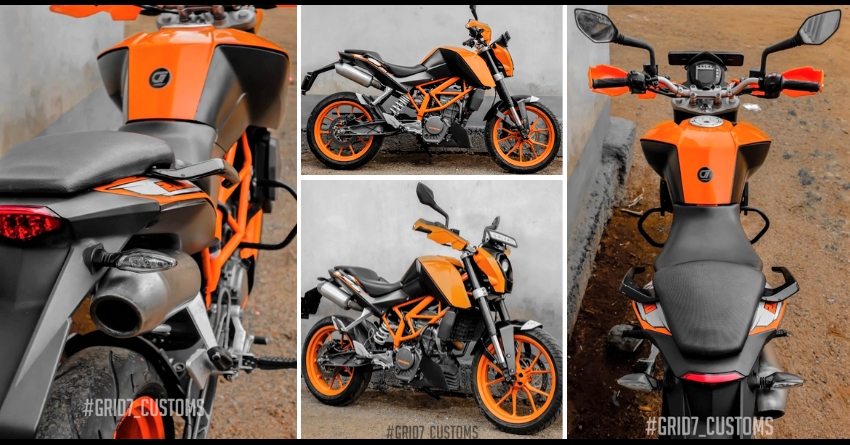 200cc KTM Duke with an Underseat Exhaust System & a Single-Pod Projector Headlight