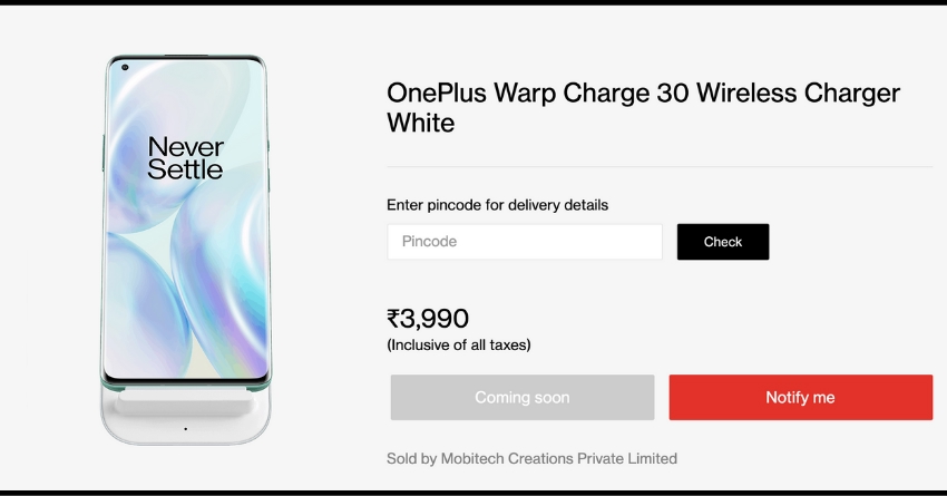 OnePlus Warp Charge 30 Wireless Charger Launched in India