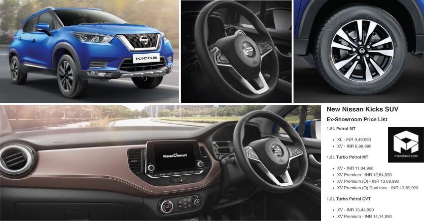 New Nissan Kicks SUV Variant-Wise Price List in India