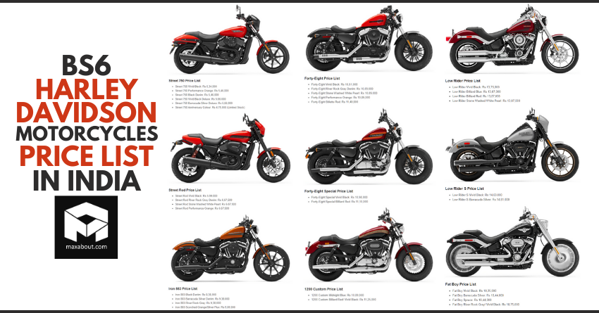 BS6 Harley-Davidson Motorcycles Price List