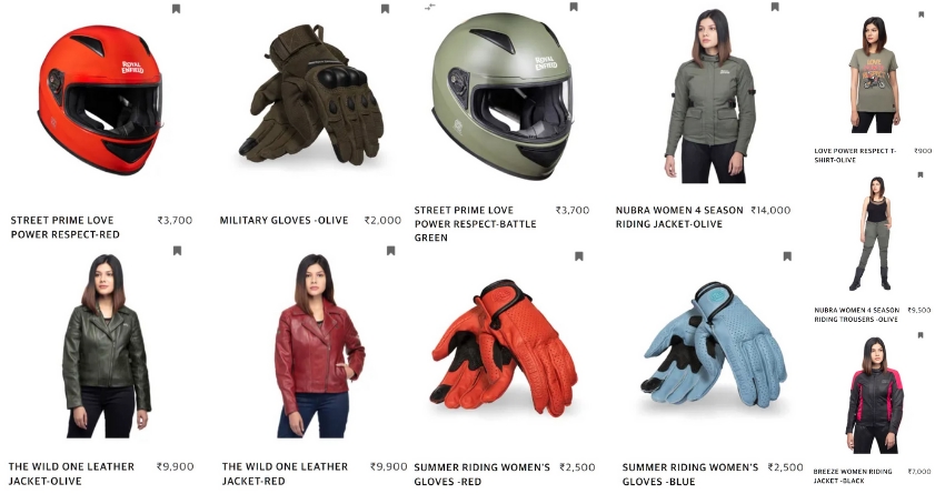 Official Price List of Royal Enfield Riding Gear for Women