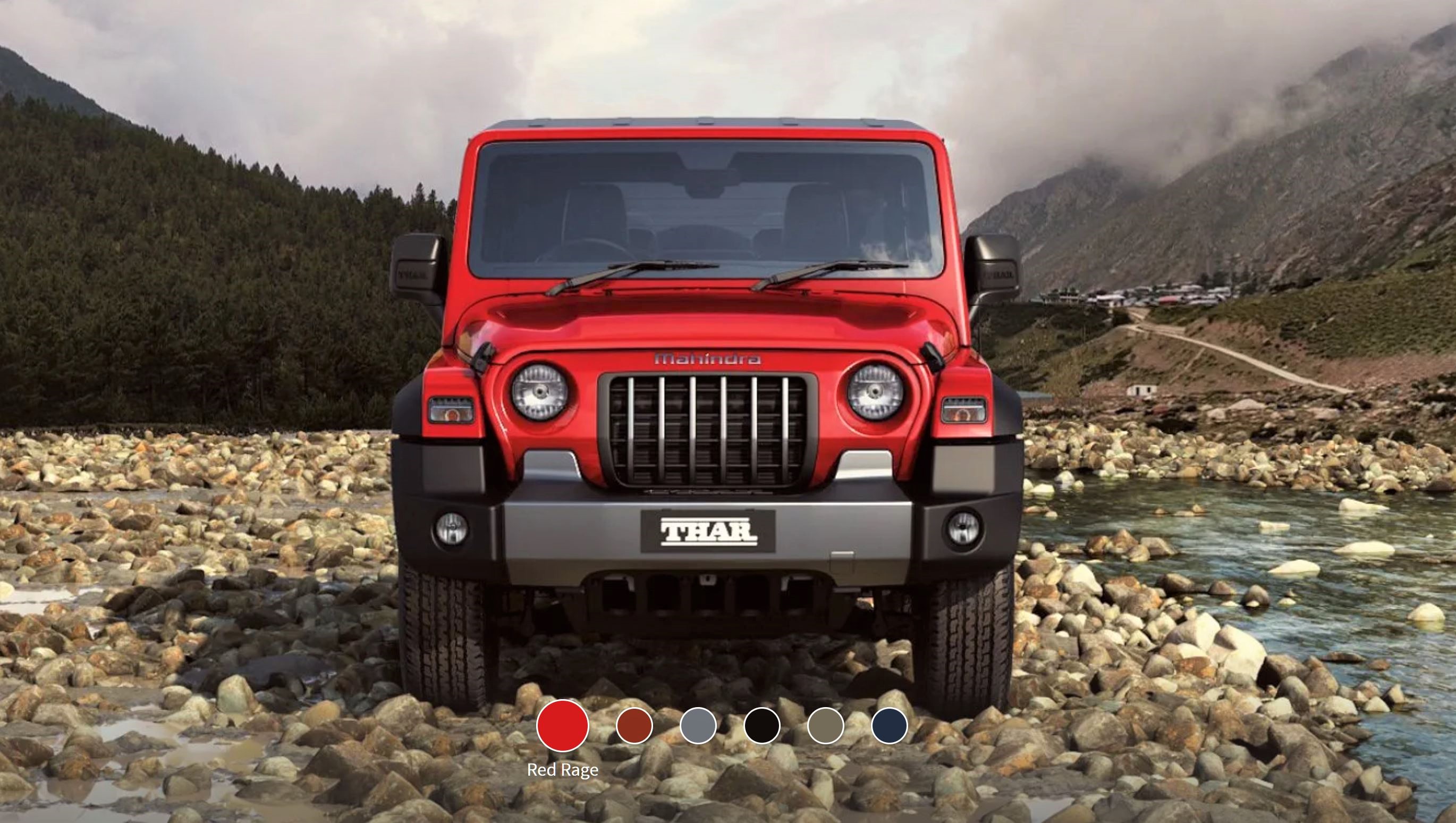 New Mahindra Thar Red Rage Front View