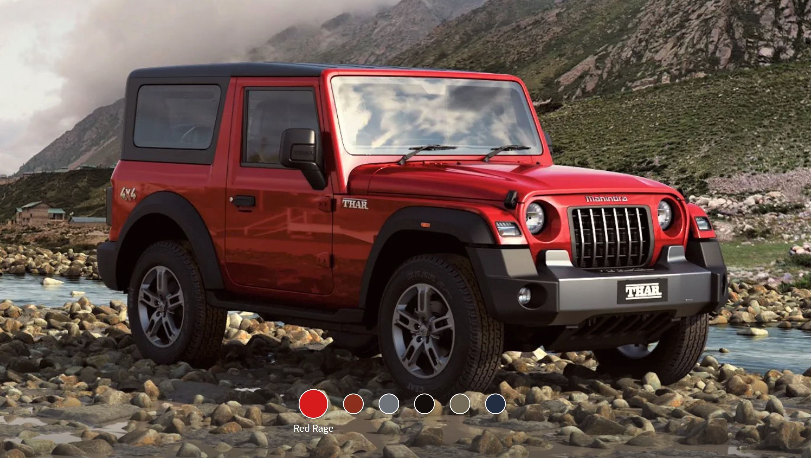 New Mahindra Thar Red Rage Front 3-Quarter View