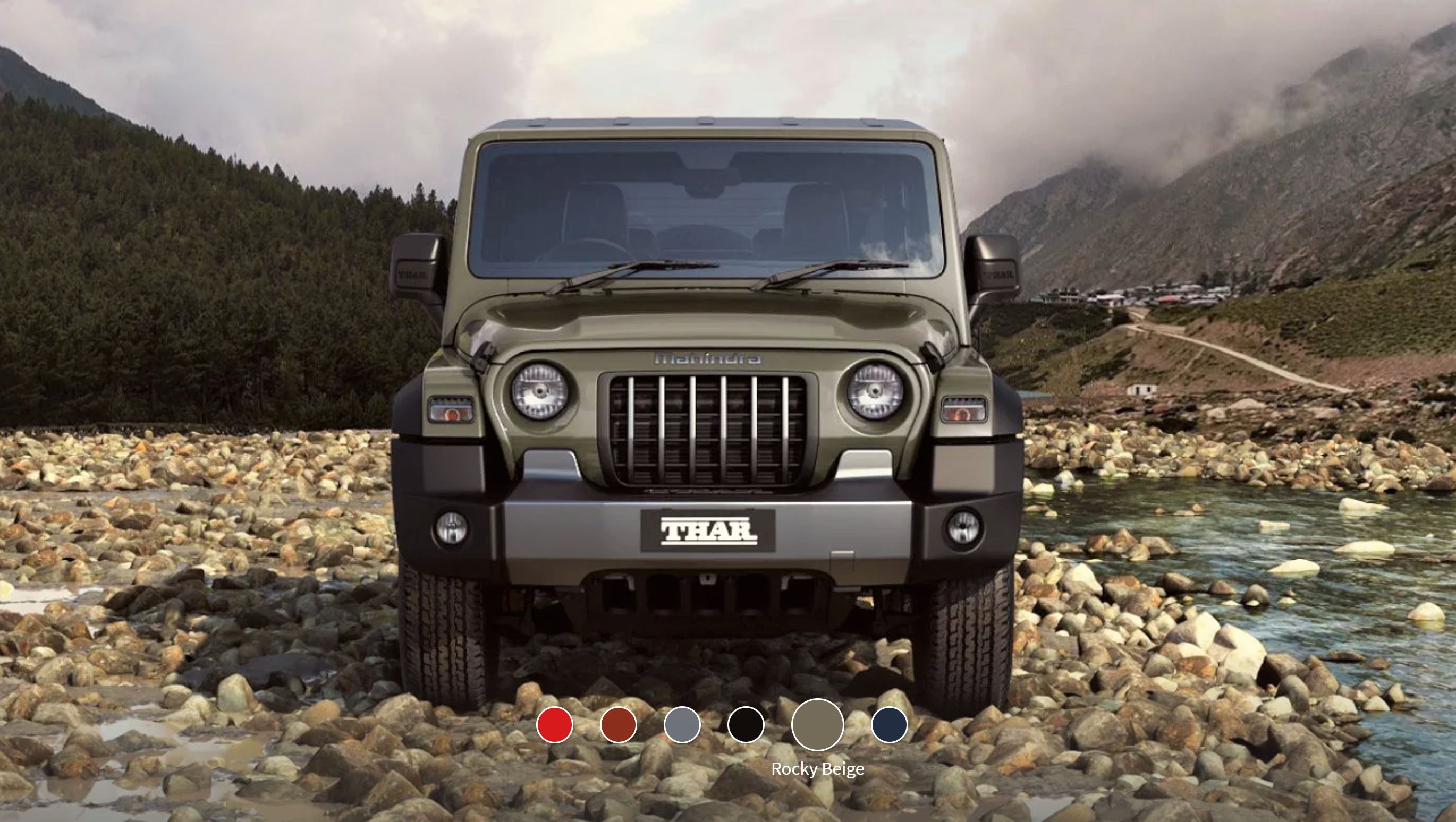 New Mahindra Thar Rocky Beige Front View