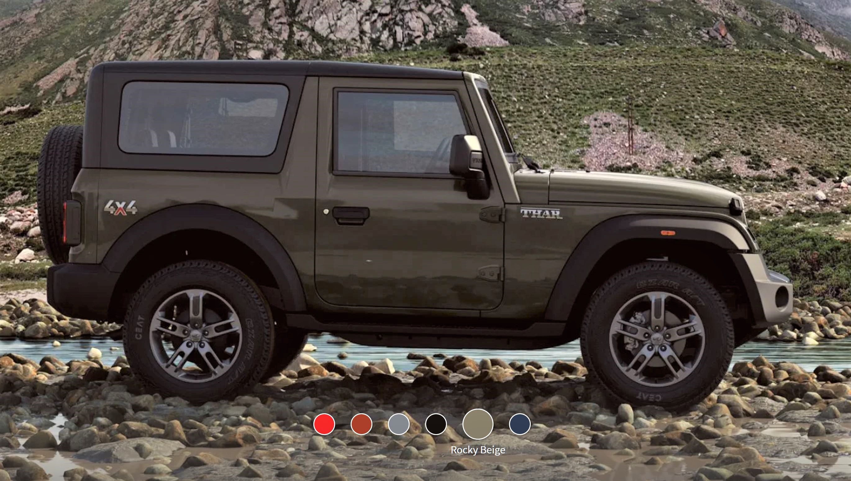 New Mahindra Thar Rocky Beige Side View