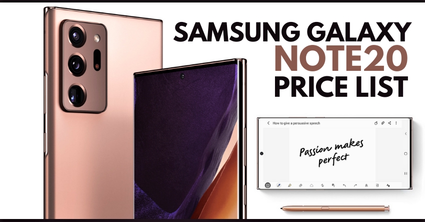 Samsung Galaxy Note20 Series Specs & Price List Revealed