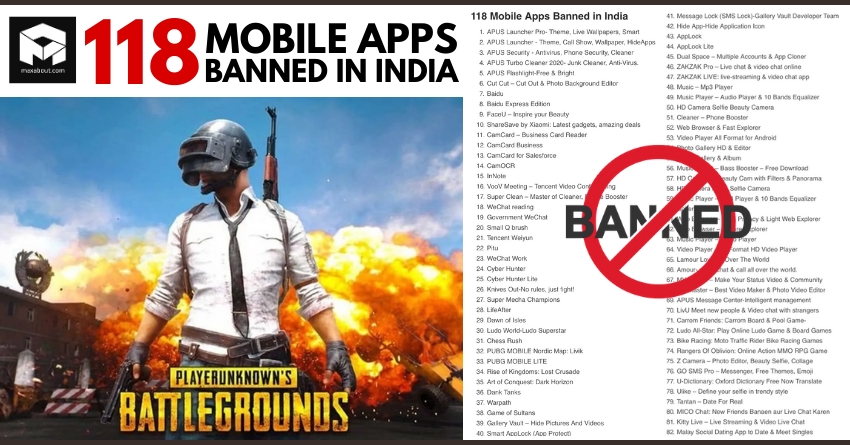 Indian Government Bans 118 Mobile Apps Including PUBG & WeChat