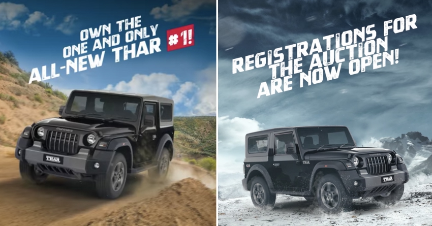 Mahindra to Auction All-New Thar #1; Registrations Open