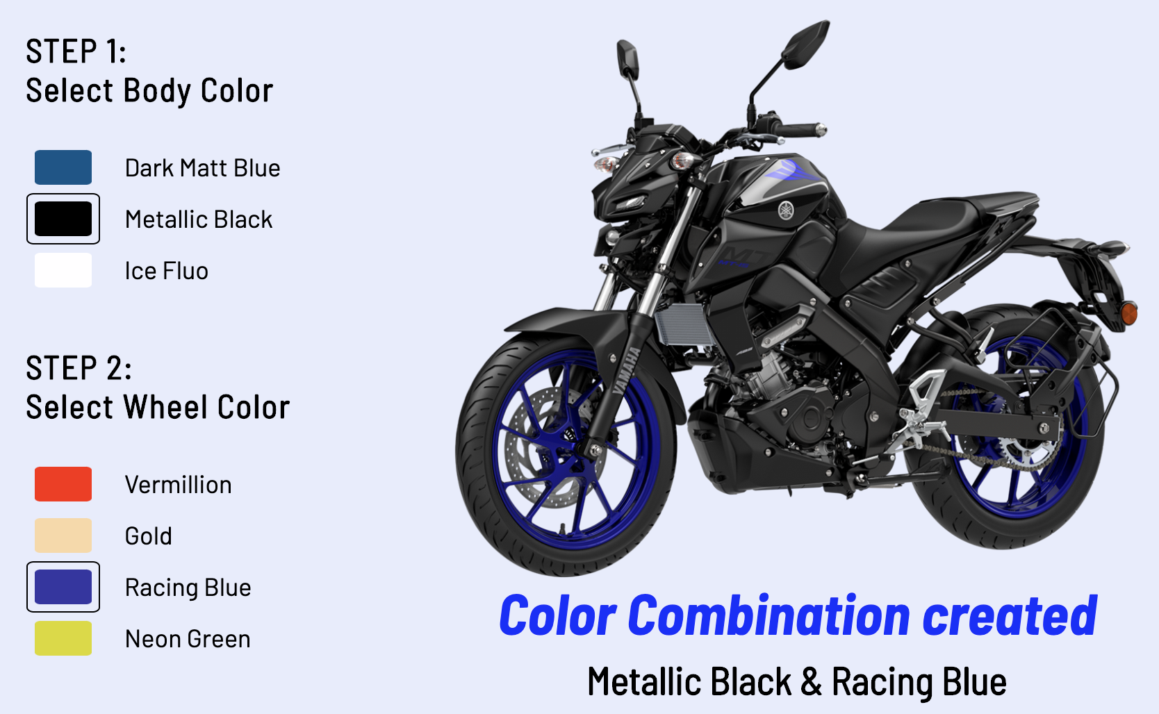 Metallic Black and Racing Blue