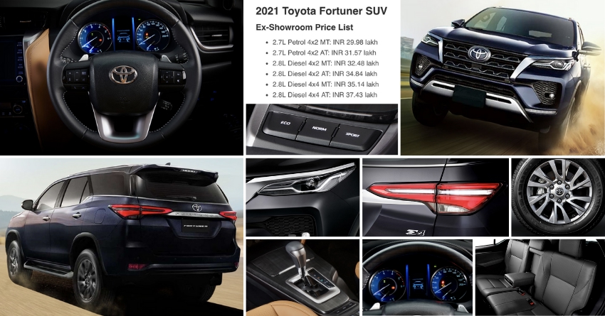 2021 Toyota Fortuner SUV Launched; Full Price List Revealed