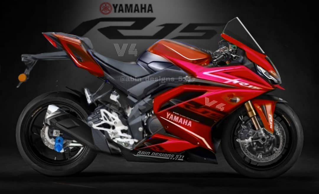 Yamaha R15 V4 in Metallic Red Colour (Side View)