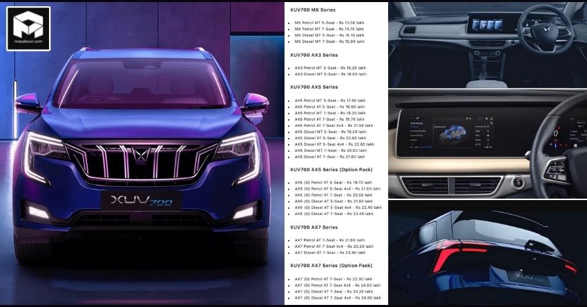 Mahindra XUV700 On-Road Price List Surfaces Online [All Variants]