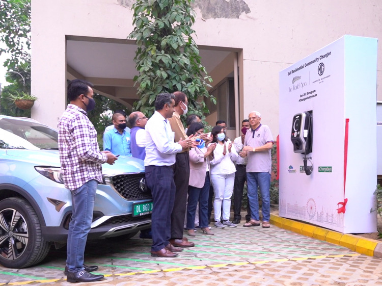 MG Motor Inaugurates First Public EV Charger in Gurugram - photograph