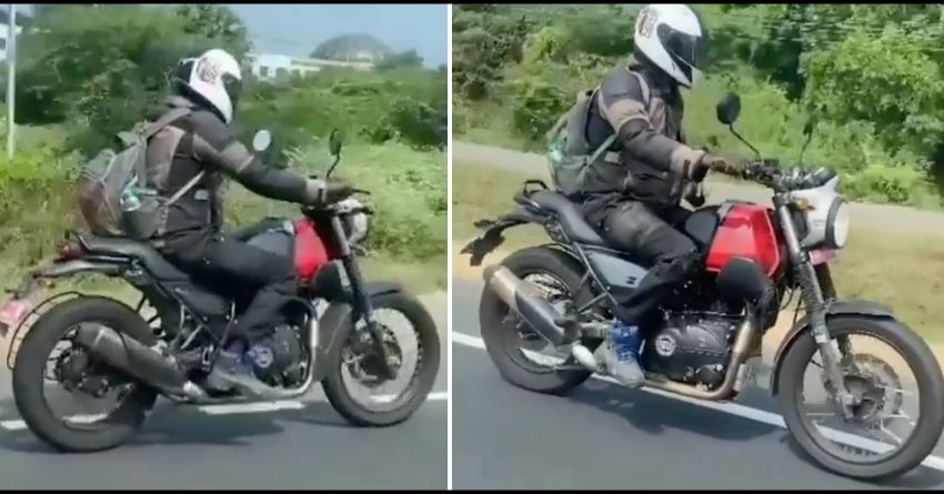 Red-Black Royal Enfield Scram 411 Spotted On The Road - Spy Video