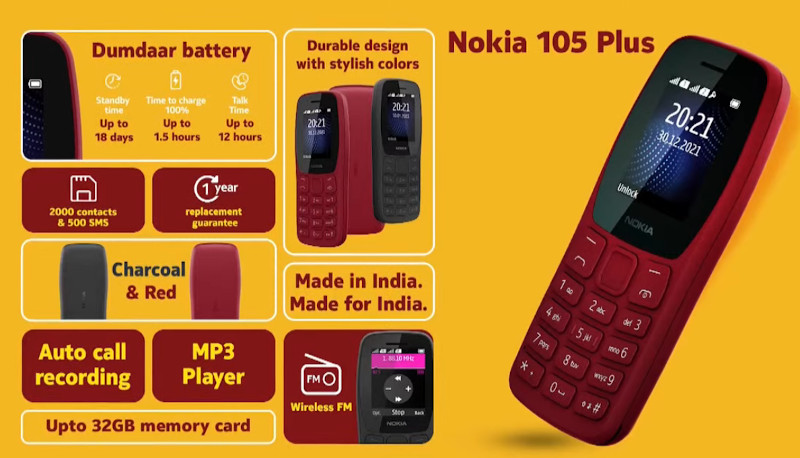 Nokia 105 Plus With Auto Call Recording Launched in India - left