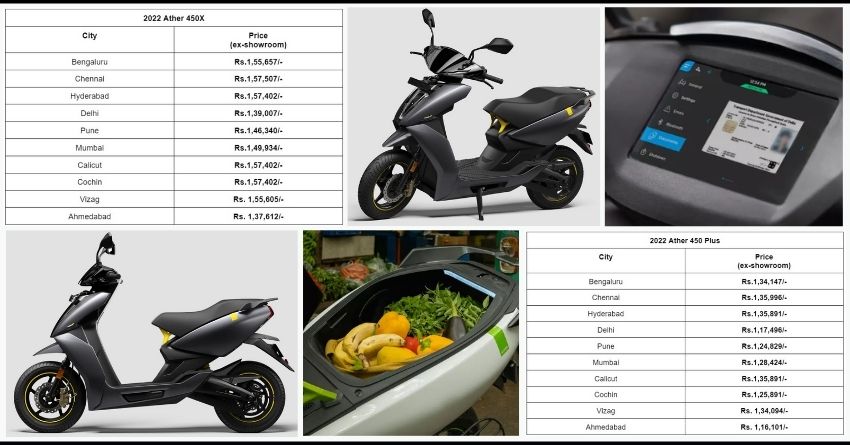 2022 Ather 450X and Ather 450 Plus Gen 3 City-Wise Price List