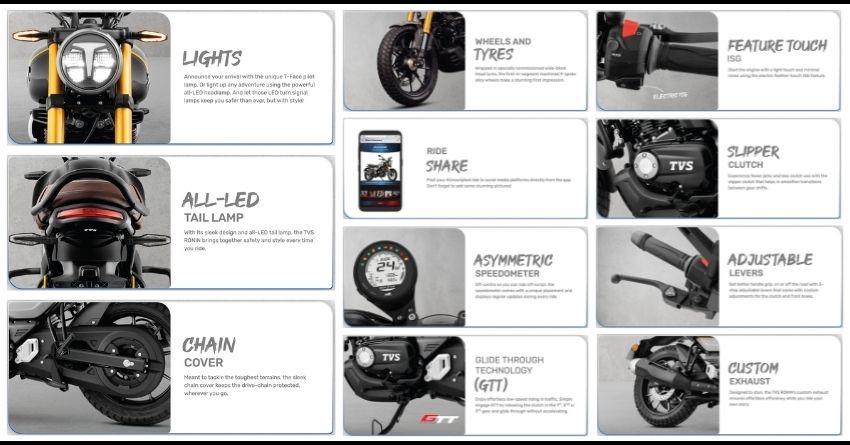 Key Features of the 225cc TVS Ronin Scrambler Motorcycle