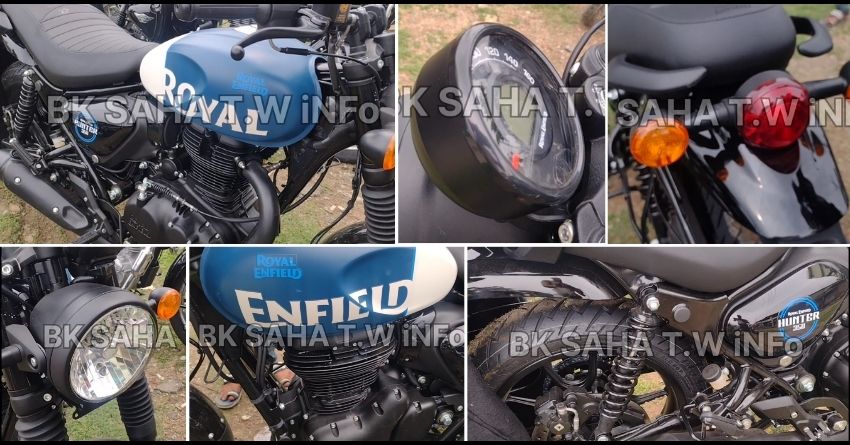 Blue-White Royal Enfield Hunter 350 Spied Ahead of Launch on Sunday