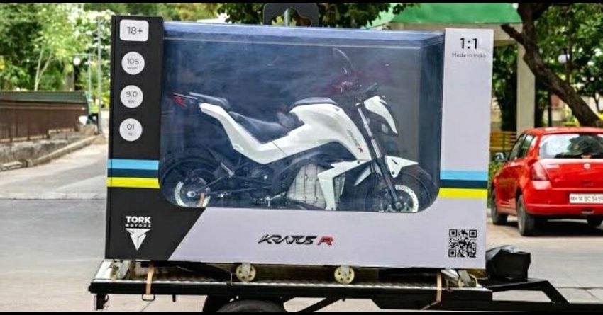 Tork Kratos R Motorcycle Delivered in a 1:1 Scale Model Box