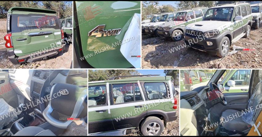 Mahindra Scorpio 4x4 Green Colour Army Model Spotted - Live Photos